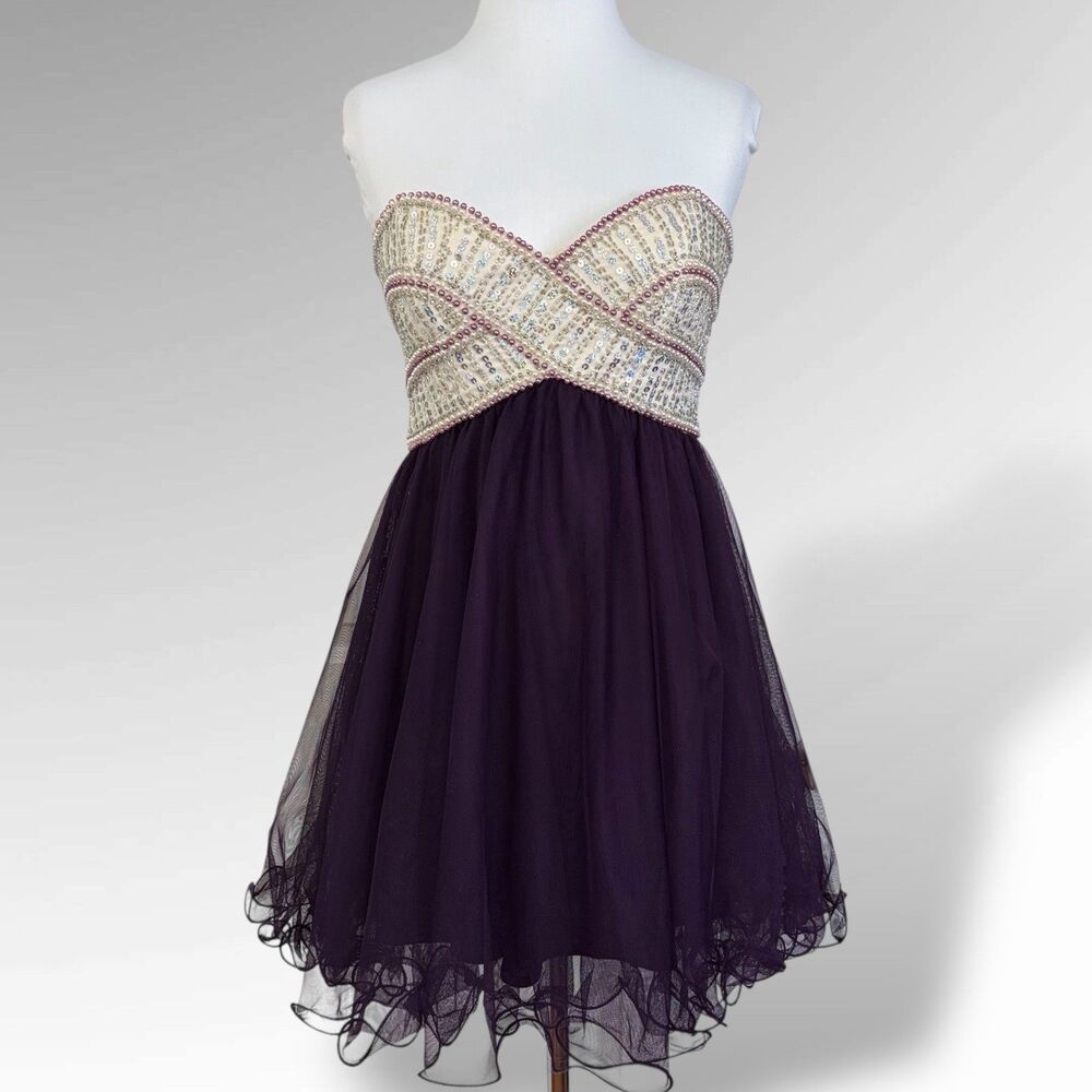 Blondie Nites by Stacy Sklar Beaded Dress Junior Size 7 Wedding Special Occasion